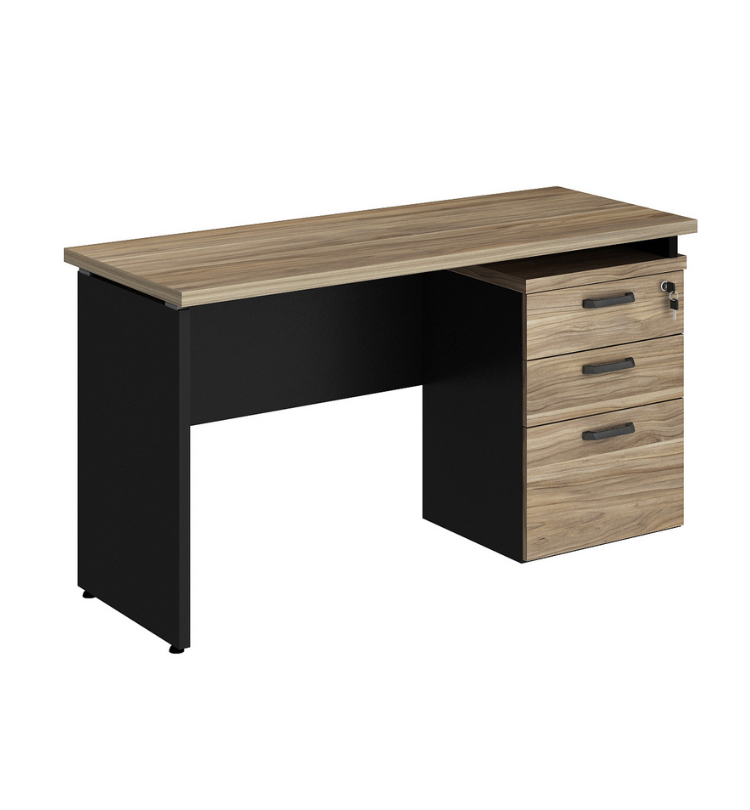 Mesa retangular dinâmica e extensível 02 gavetas e 01 pasta - Yaris